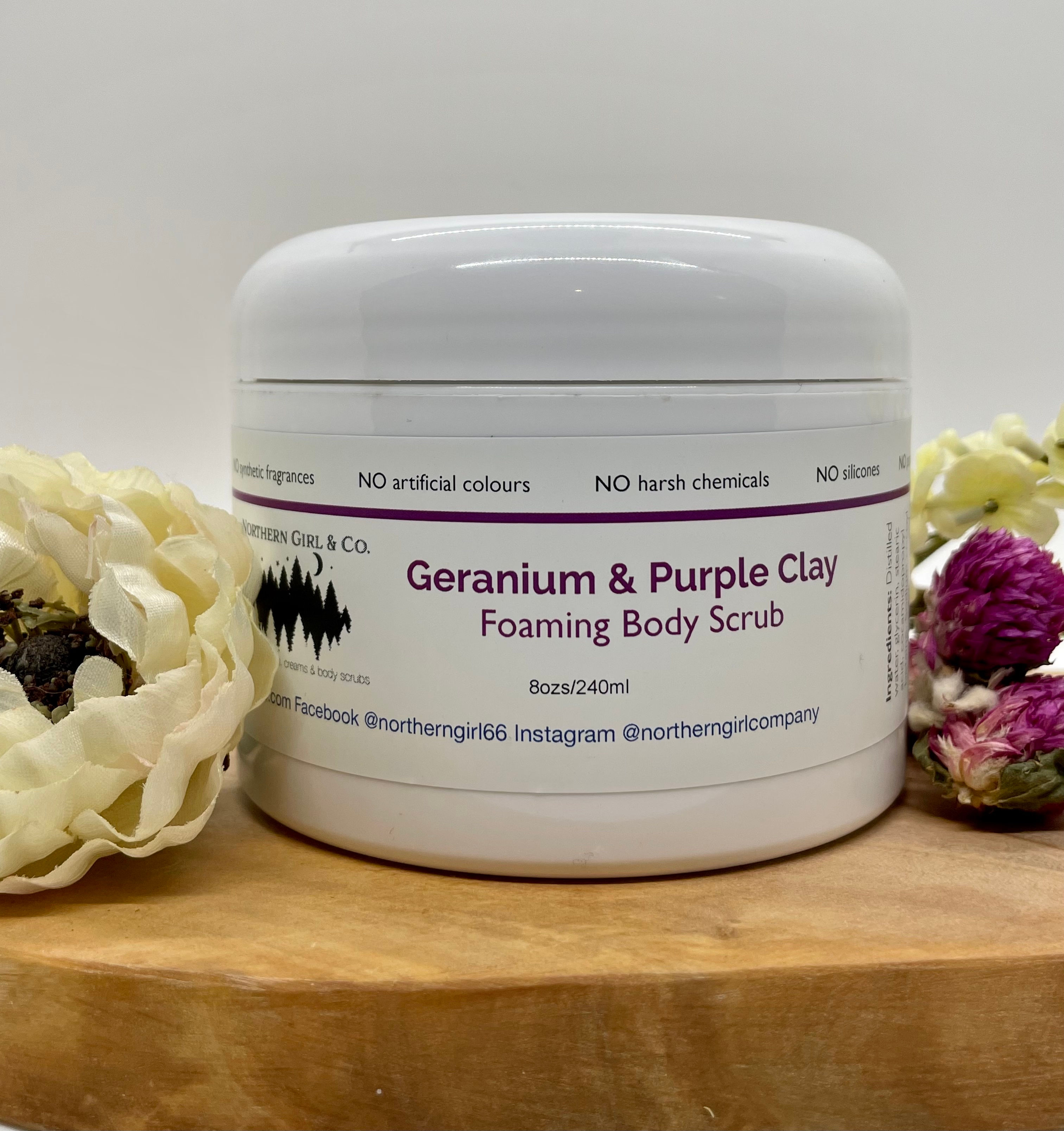 Geranium & Purple Clay Foaming Scrub