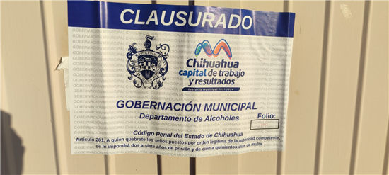 Reporta Gobernación Municipal ocho establecimientos clausurados