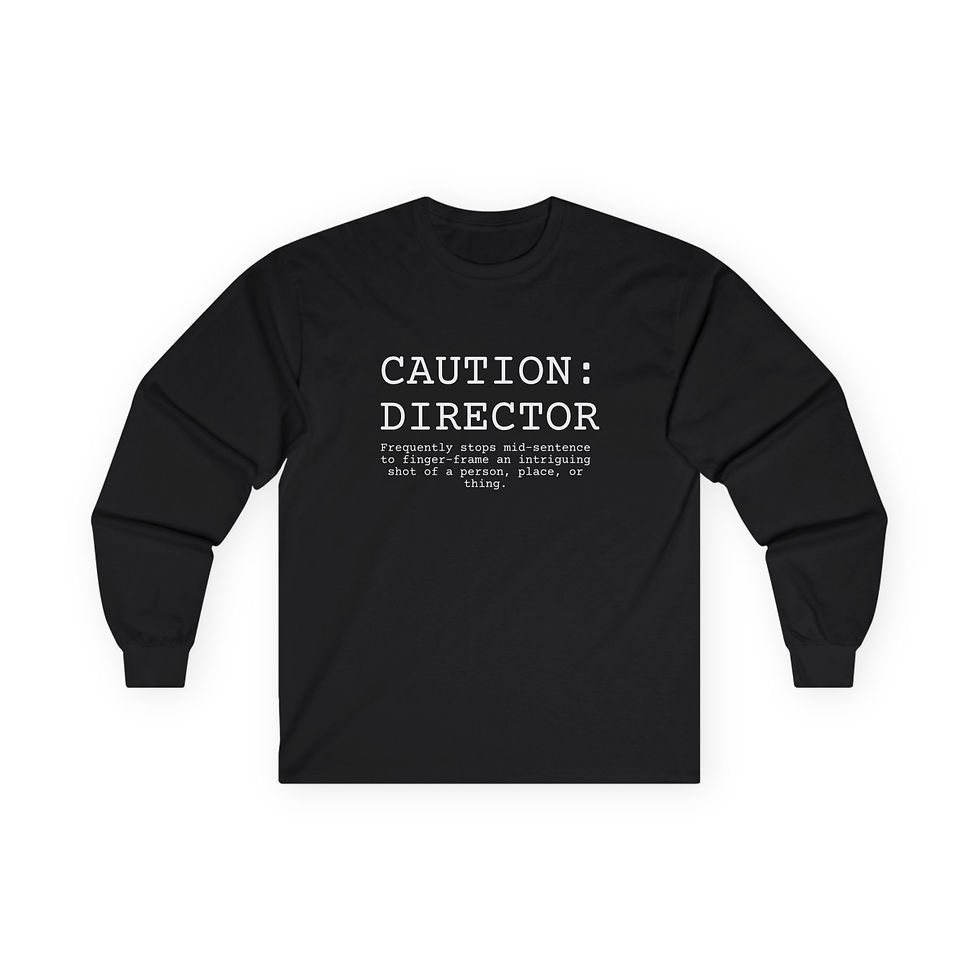 Thumbnail: Caution Director Long Sleeve Tee, Cotton, film director, funny, unique gift