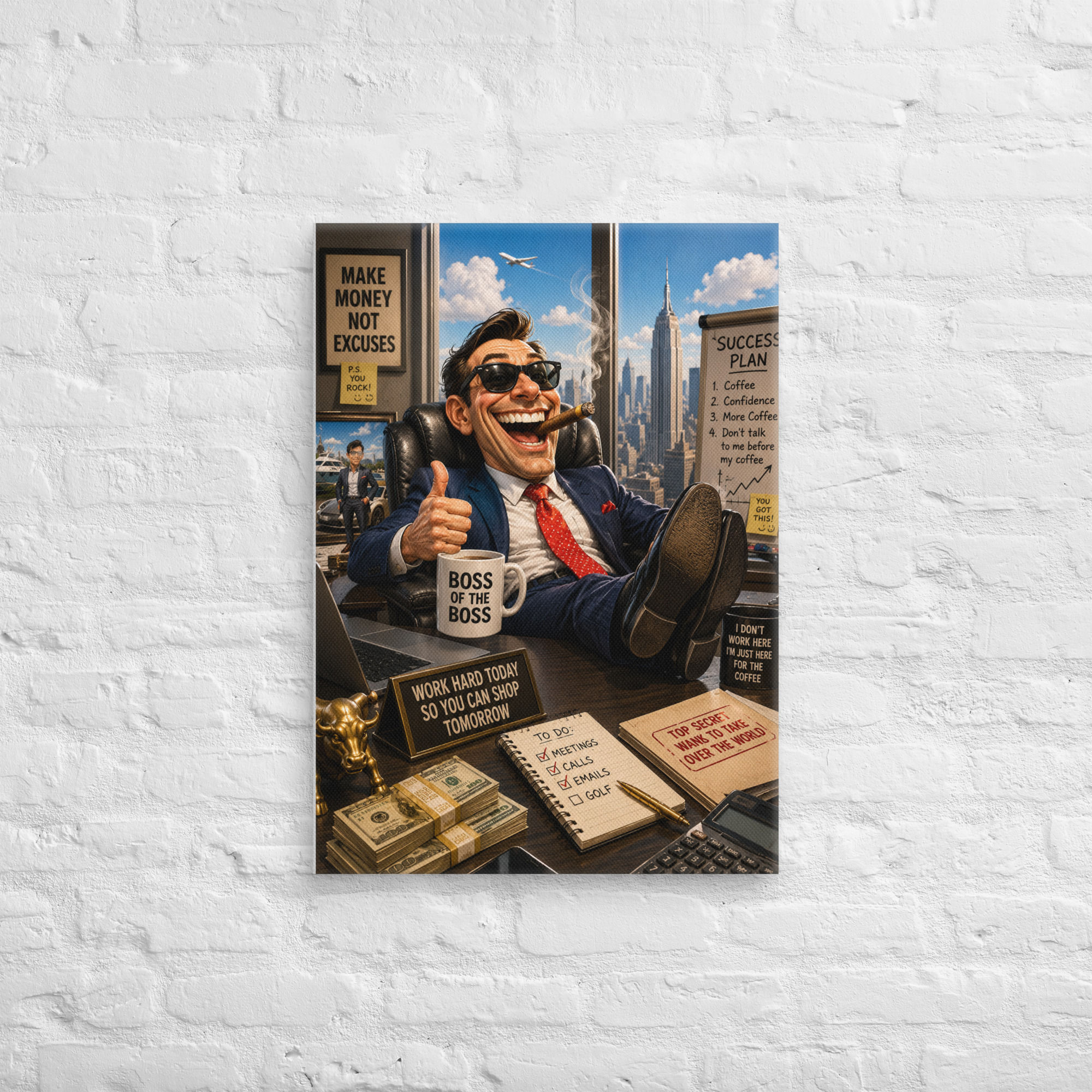 Personalized Caricature Fun Boss 55/70 cm on Canvas 5-10 days for delivery in EU