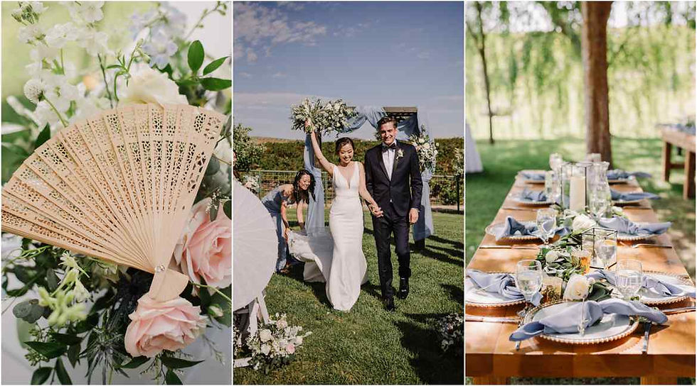 personal touches of dusty blue and blush