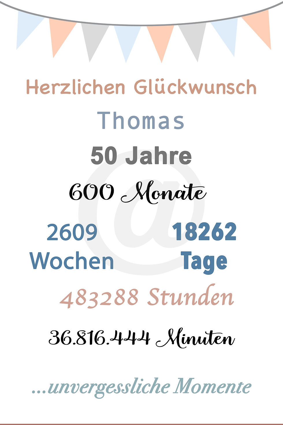 Miniaturbild: Glückwunschkarte "Wimpel" zum Geburtstag individuell mit Namen