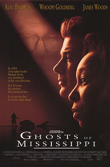 Ghosts of Mississippi (1996) movie based on a true story about Medgar Evers murder case, true crime legal drama, film poster