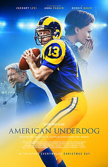 American Underdog (2020) sports movie based on a true story about Kurt Warner, rags to riches true story, football film poster