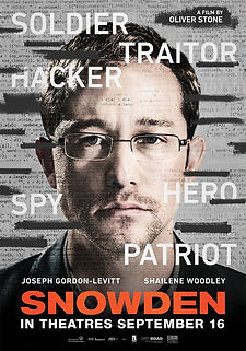 Snowden (2016) movie based on a true story about Edward Snowden and NSA surveillance, journalism, Glenn Greenwald, true story film poster
