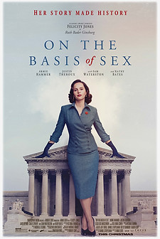 On the Basis of Sex (2018) movie based on a true story, legal drama about Ruth Bader Ginsberg and gender discrimination, movie poster