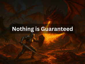 A man fighting a dragon and the fire from the dragon's mouth is hitting the knight's shield, but the shield is deflecting the flame.