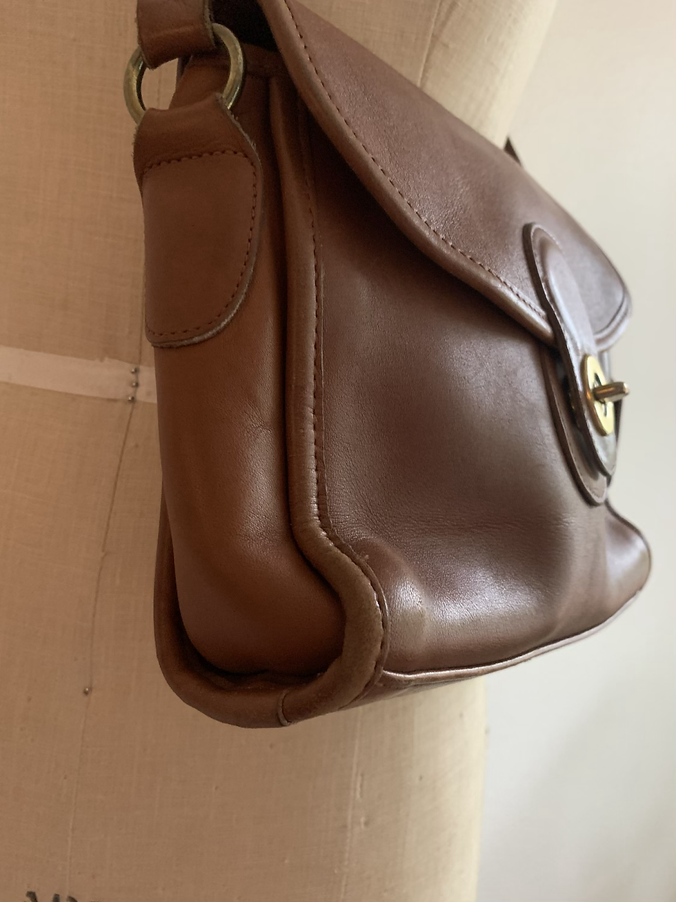 Thumbnail: Cognac Leather Coach Bag