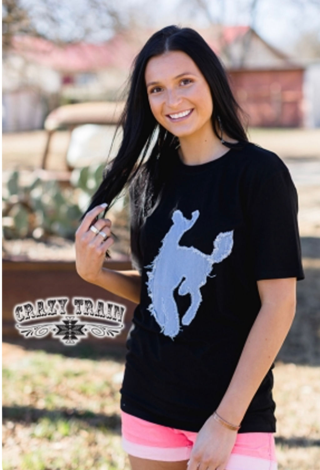 Tee Shirt w blue jean bucking horse