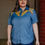 Thumbnail: Blouse denim Blue w Serape shoulders