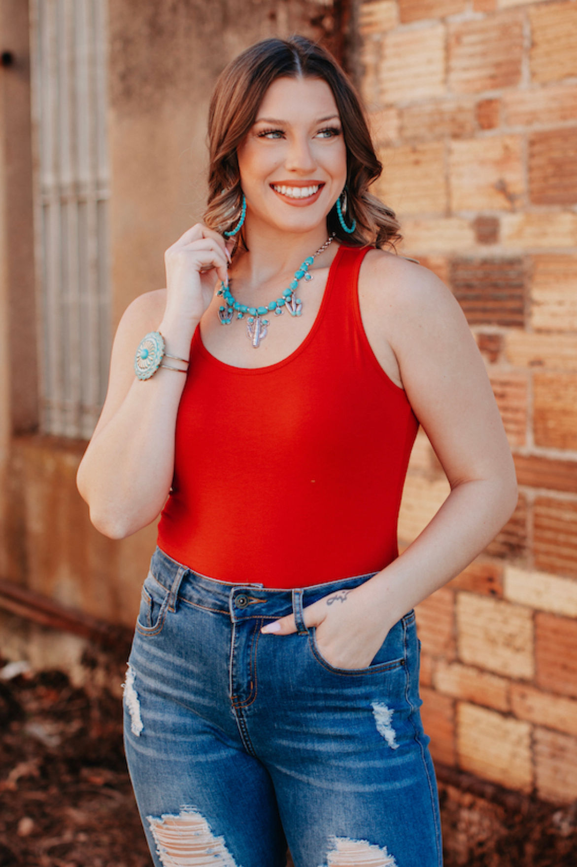 L&B Bodysuit Red Sleeveless