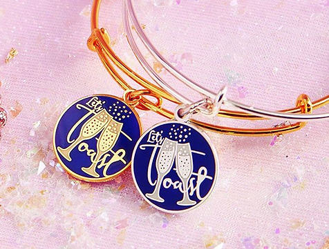 Let's Toast jewelry designed by Emily Lopuch for Alex and Ani.