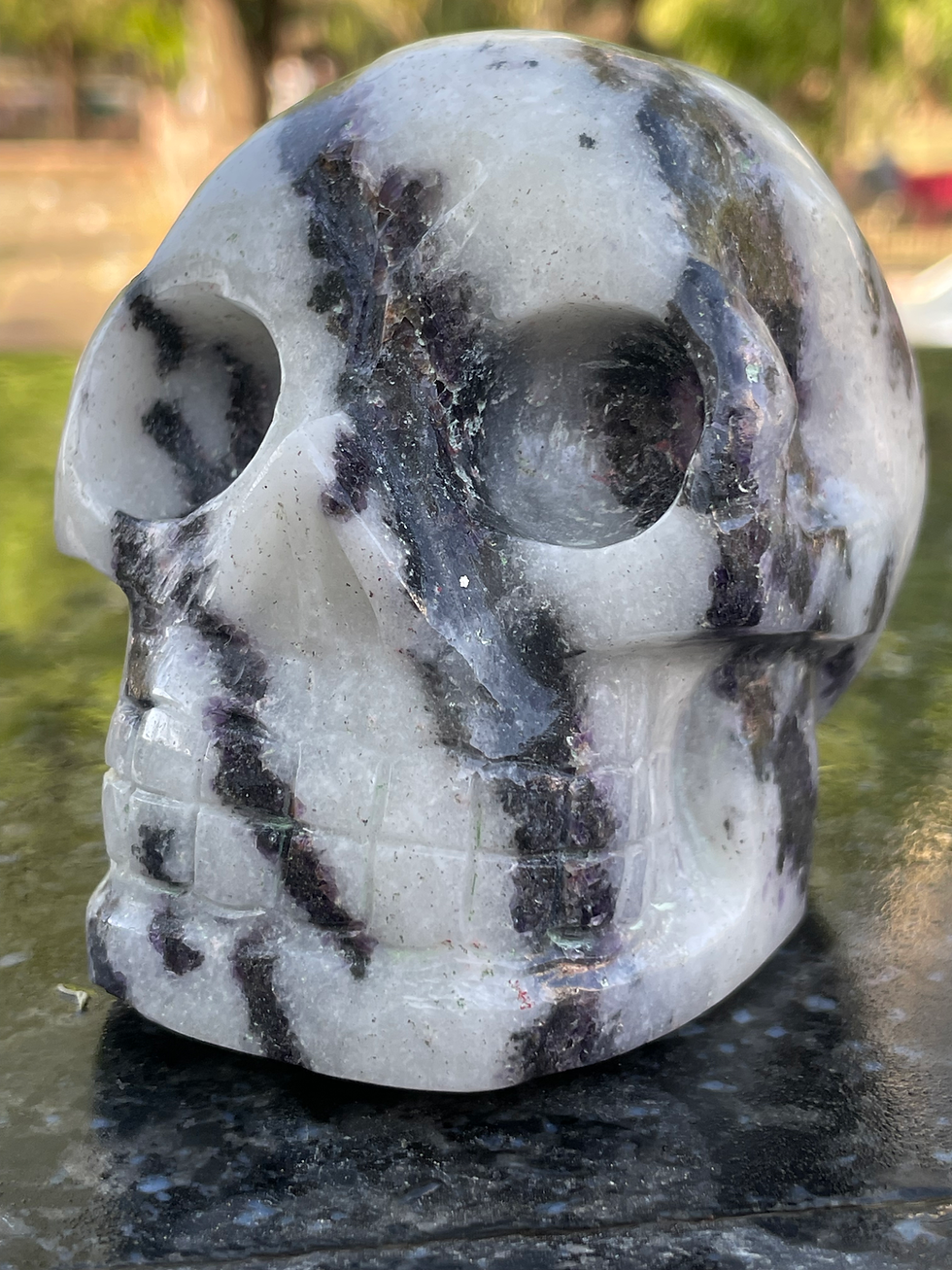 Fluorite in Quartz Skull