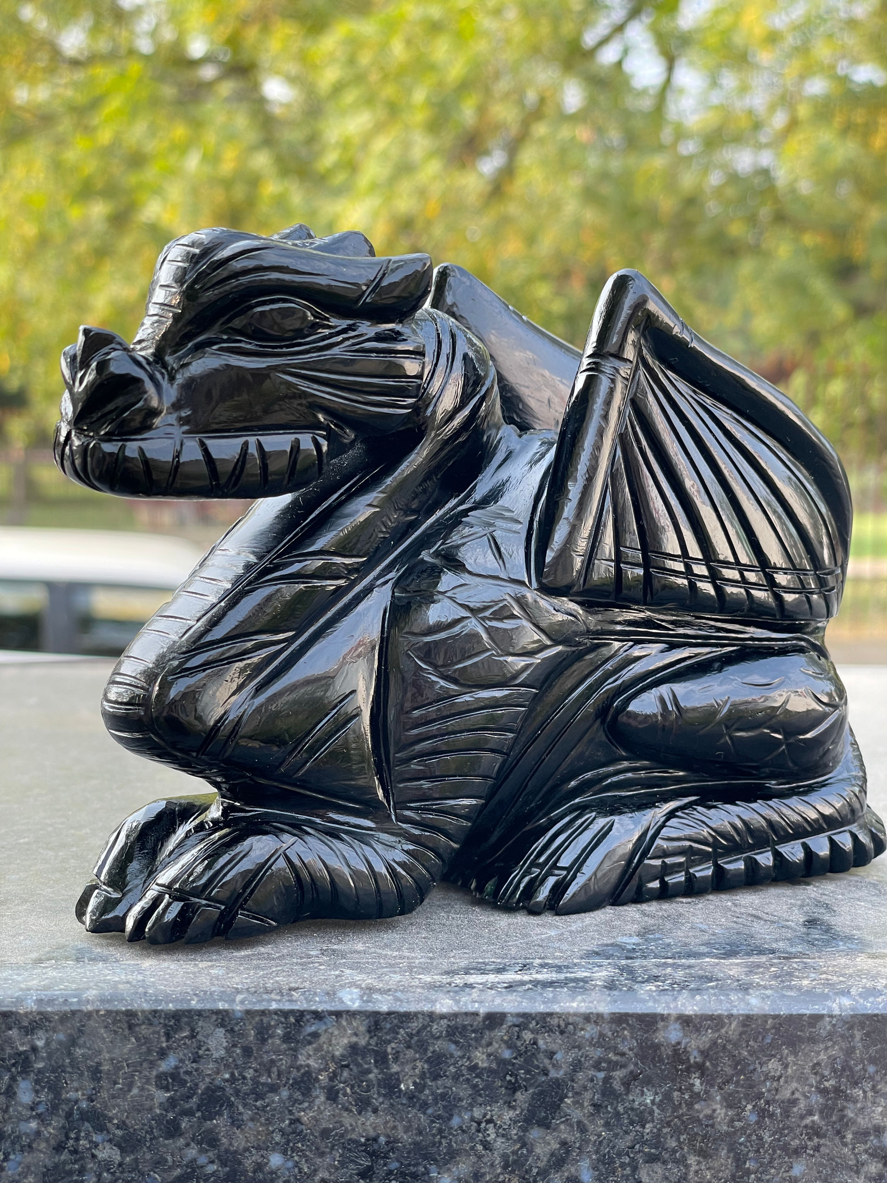 Silver Sheen Obsidian Dragon