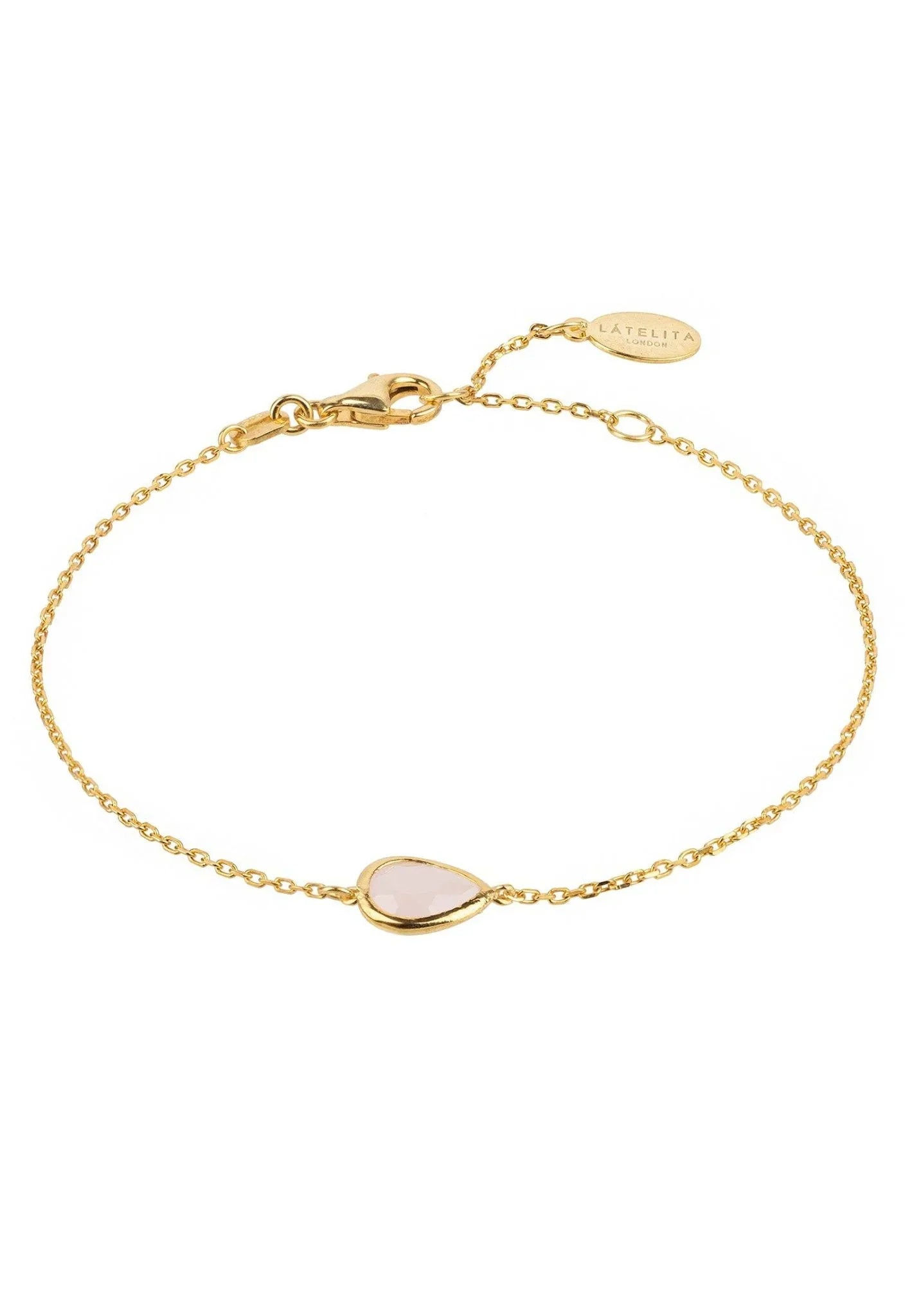 LATELITA PISA MINI TEARDROP ROSE QUARTZ (GOLD) BRACELET