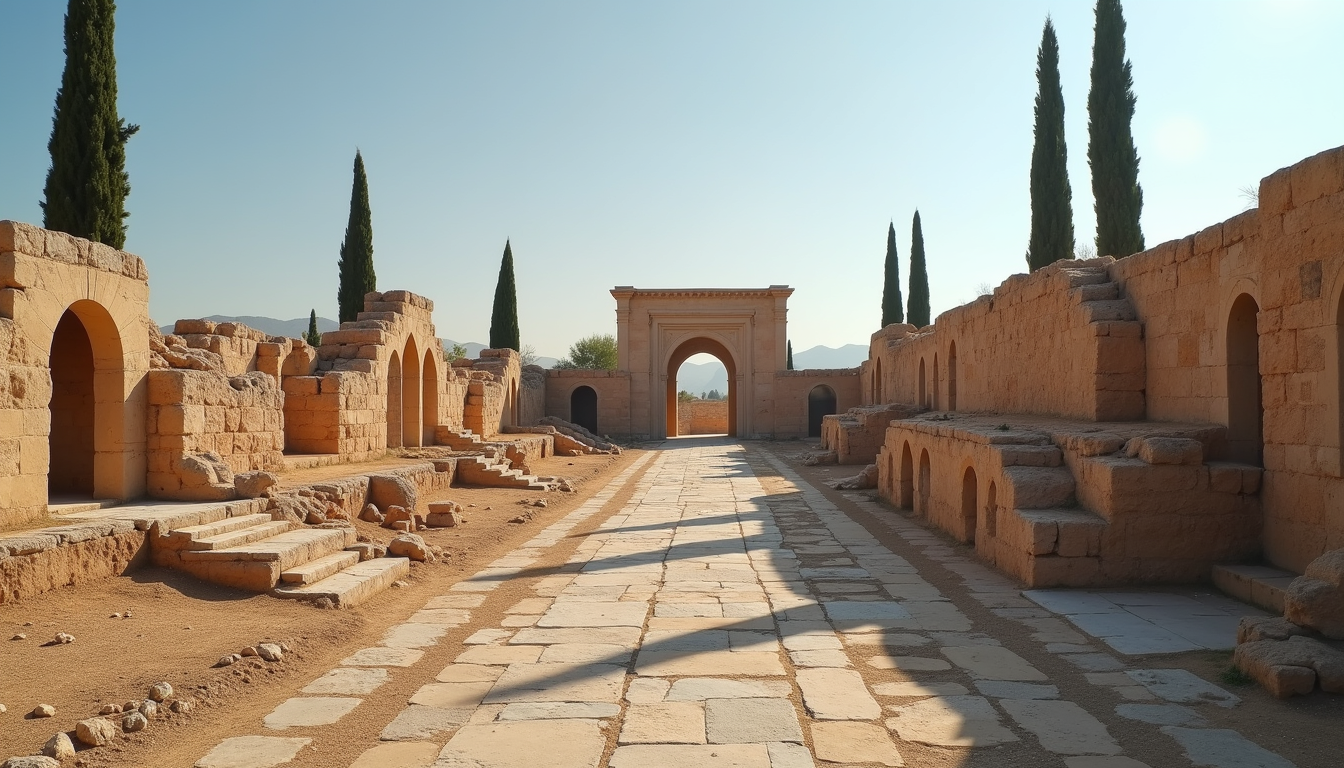 Eye-level view of ancient ruins in Ganja