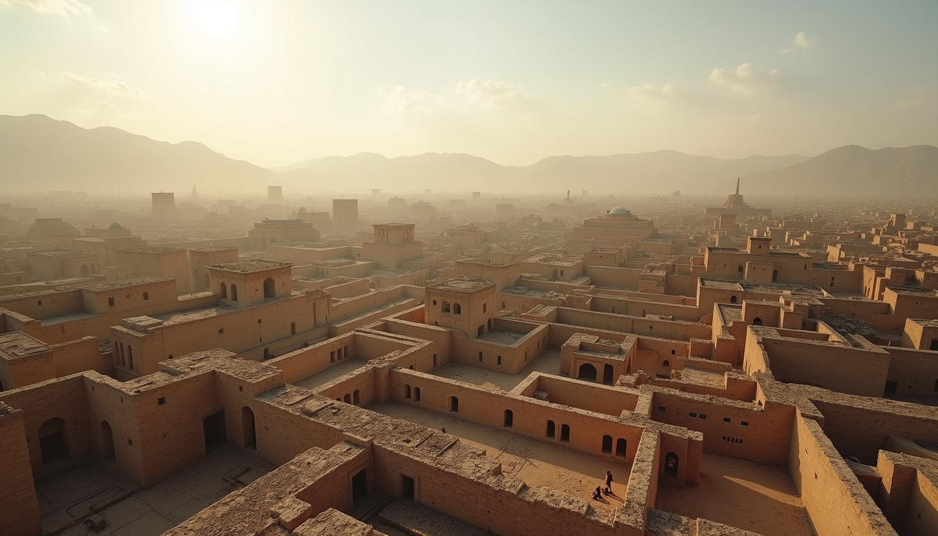 High angle view of the ancient city of Ani, showcasing its historical architecture