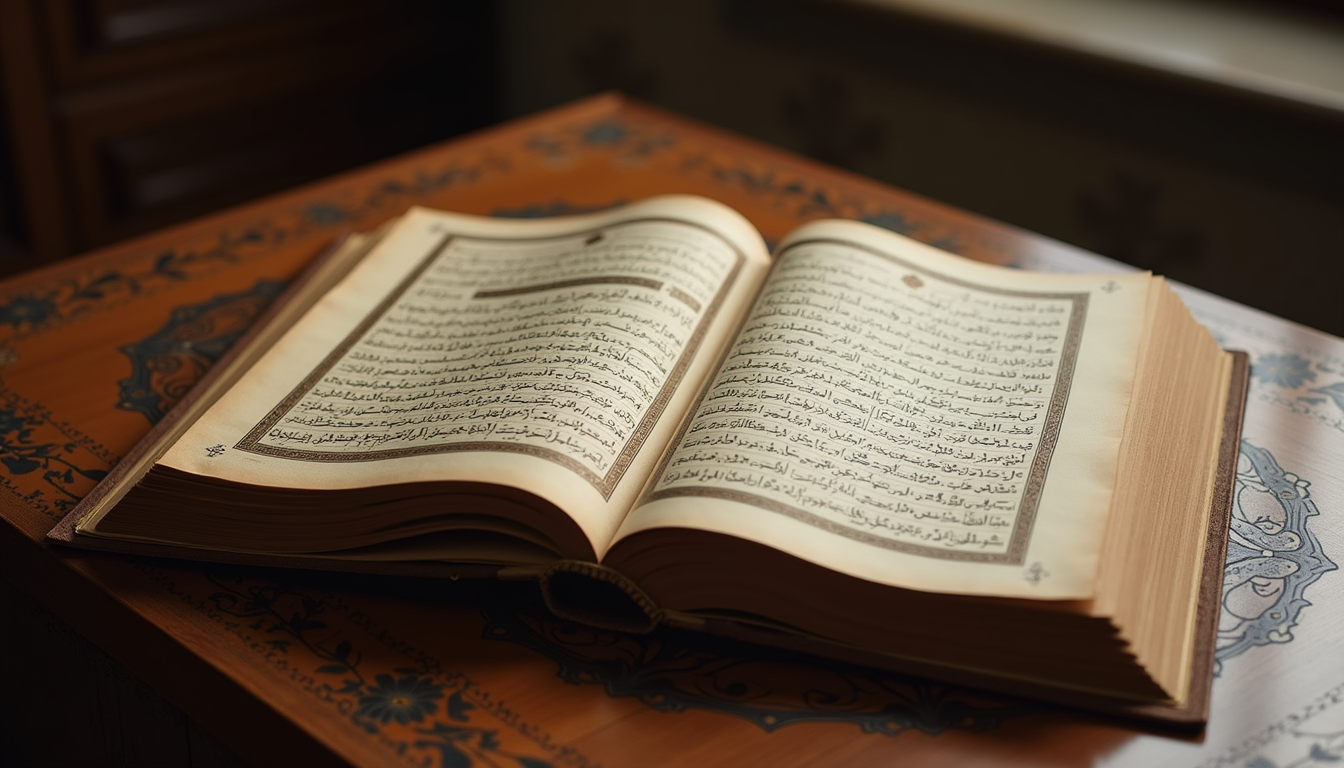 Eye-level view of a historical manuscript on hadith science