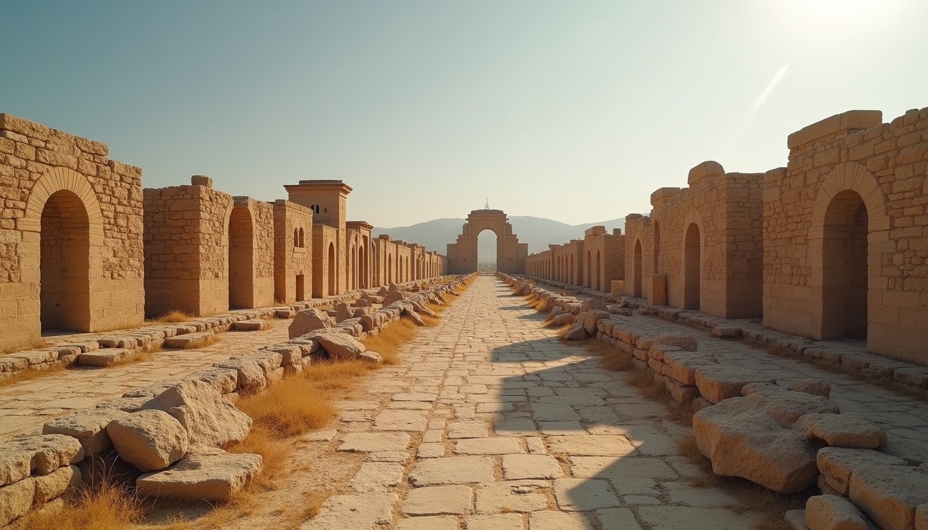 Wide angle view of the historical ruins of Maragha