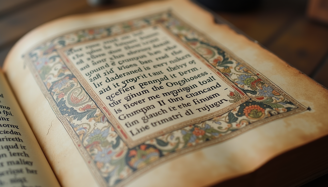 Eye-level view of an ancient Kurdish manuscript