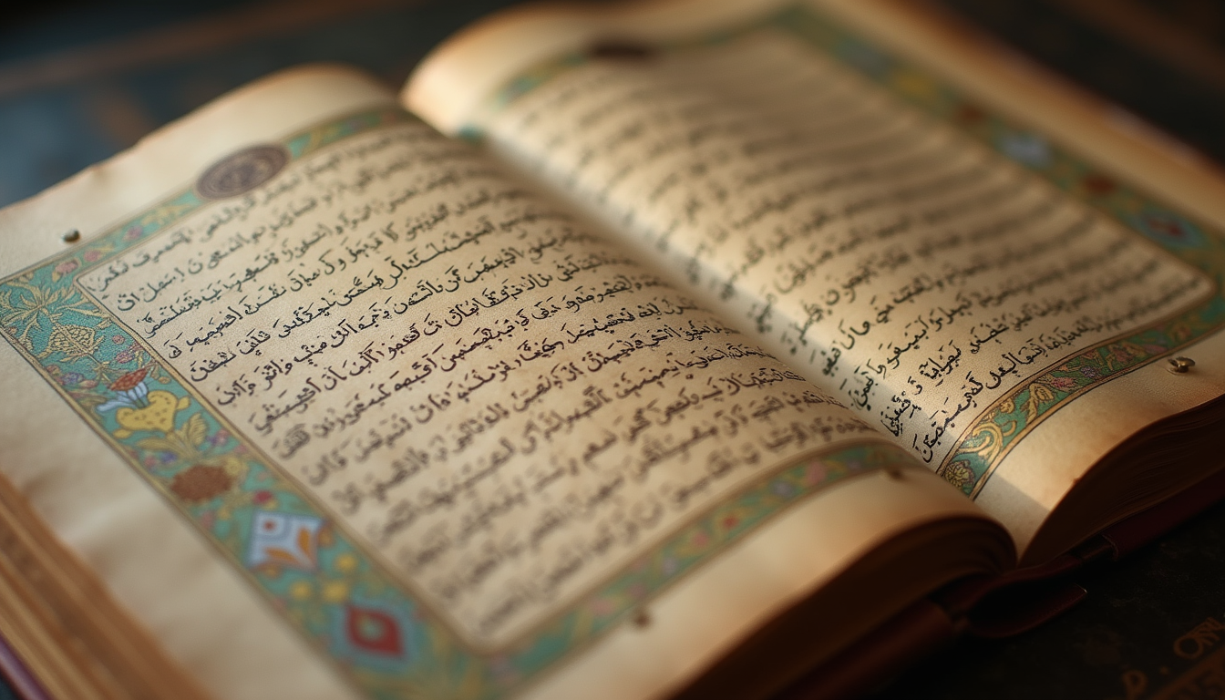 Eye-level view of an ancient Persian manuscript