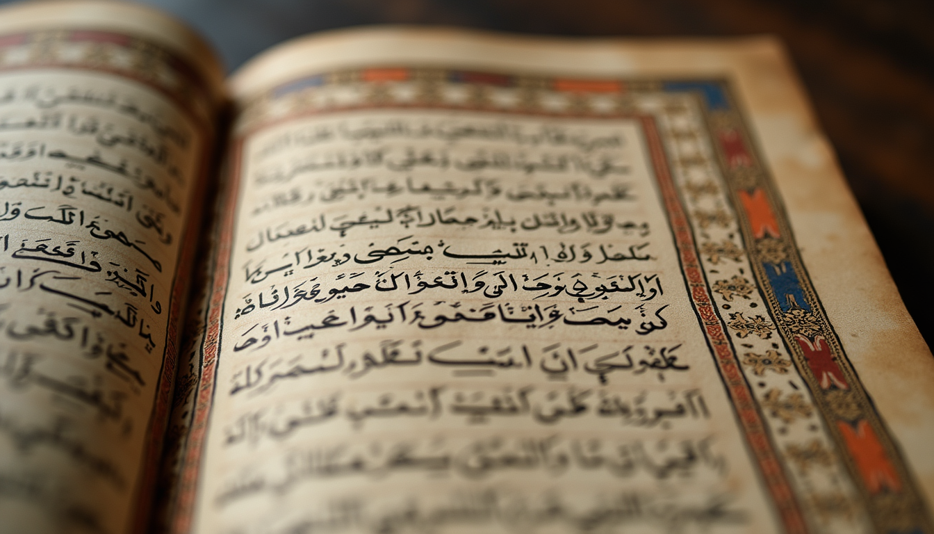 Eye-level view of a historic manuscript page with Kurdish calligraphy