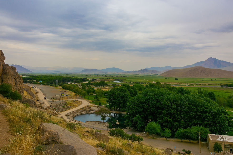 The cliff of Bisotun (Behistun) near Kermanshah, site of the great inscription of Darius the Great