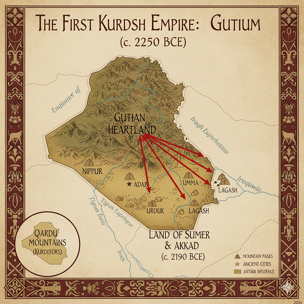 Map Of The First Kurdish Empire: Gutium