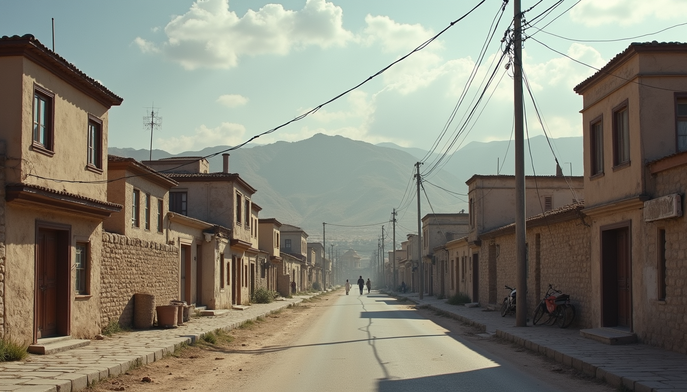 Eye-level view of the historic center of Sanandaj city with traditional Kurdish architecture