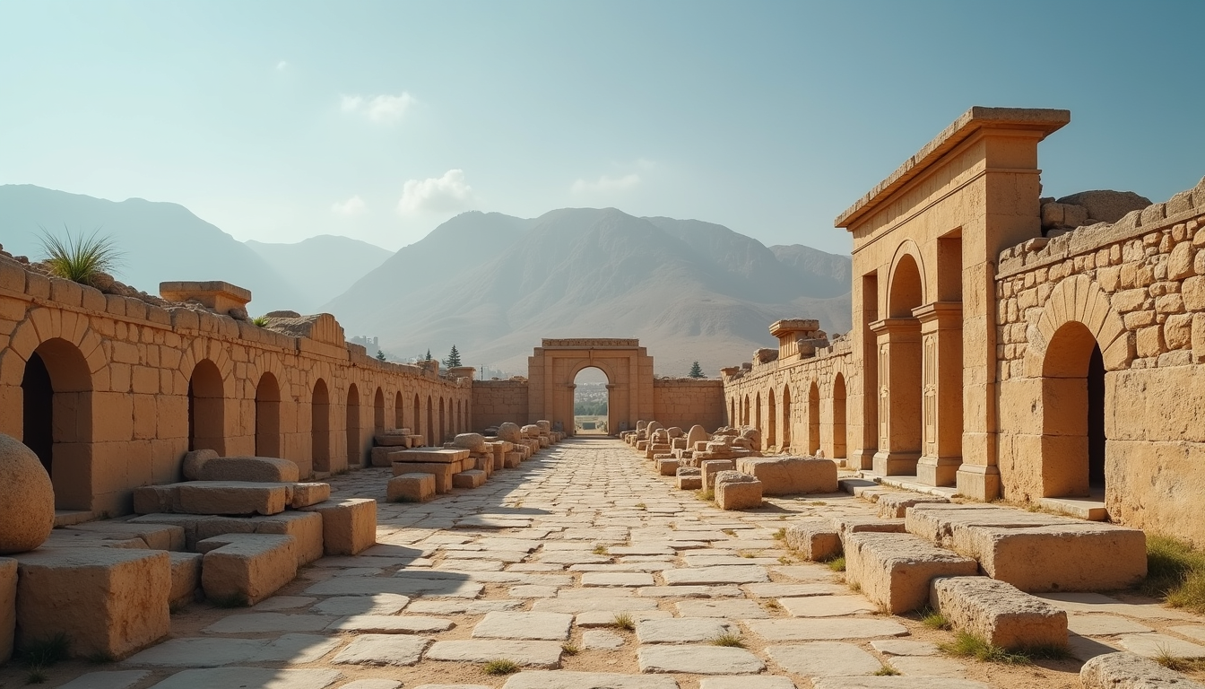 Wide angle view of the ancient ruins of Baalbek