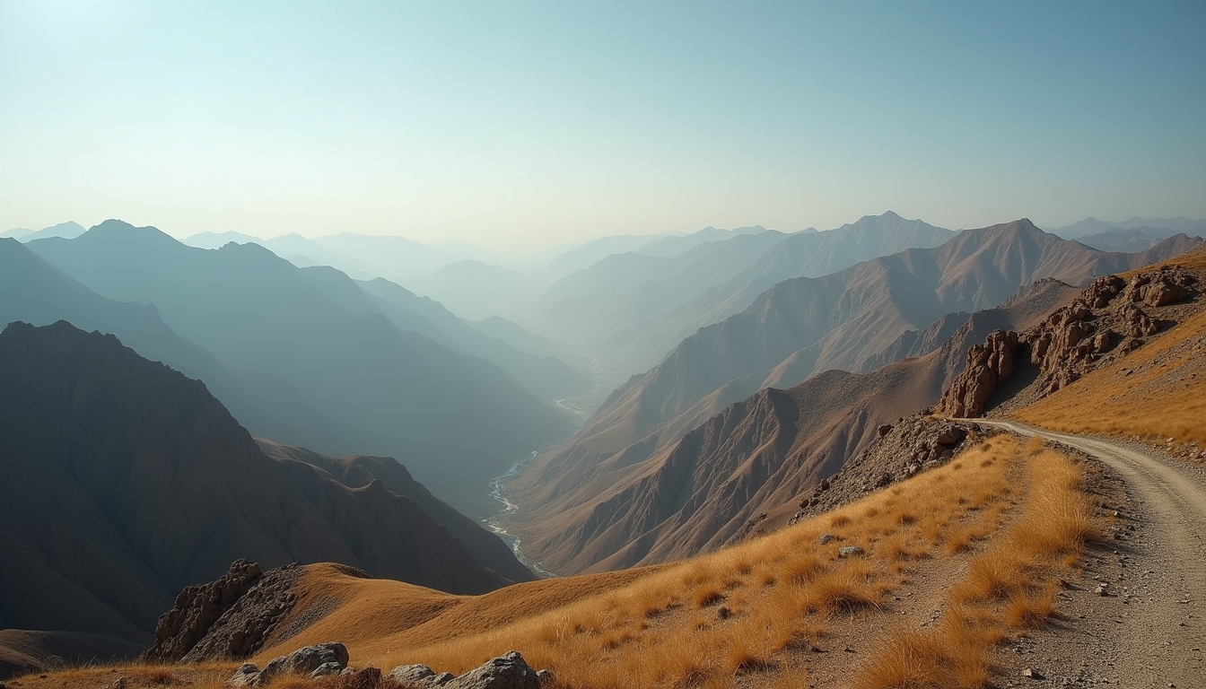 Eye-level view of a rugged mountainous landscape in Kermanshah Province