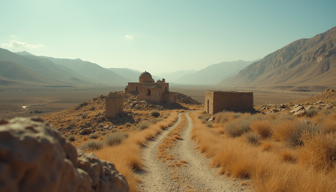 Eye-level view of a historical Kurdish landscape