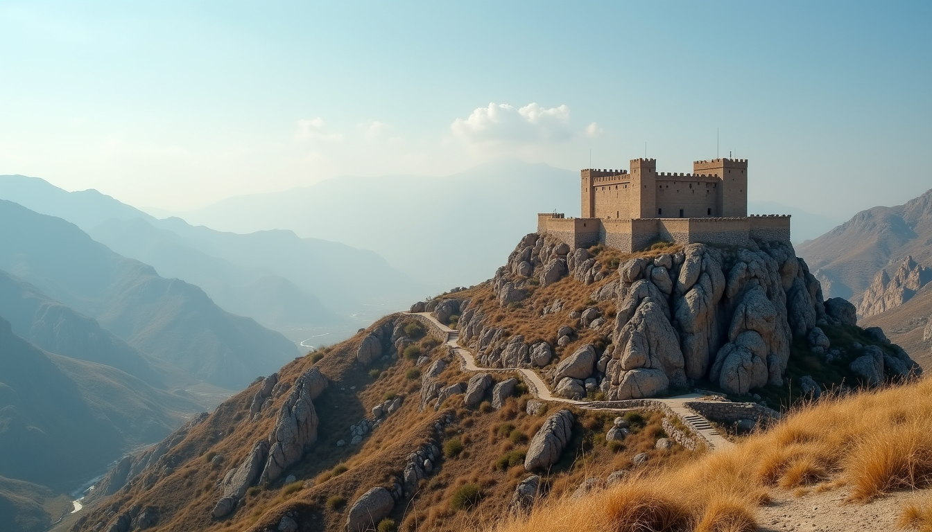 Eye-level view of Sherwana Castle standing on a rocky hill in the Kalar region