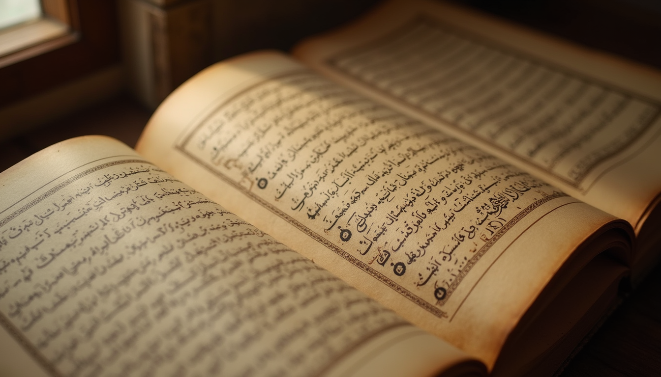 Eye-level view of an ancient manuscript page with Kurdish calligraphy