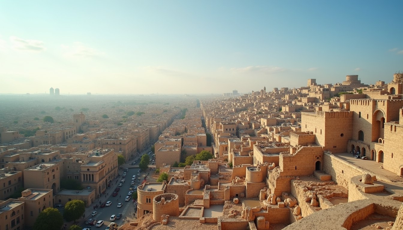 Eye-level view of the historic city of Damascus with its ancient architecture