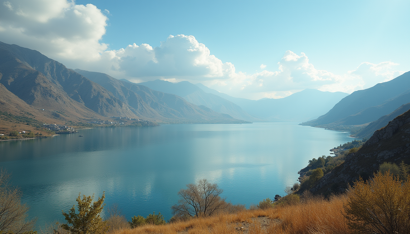 High angle view of the historical landscape around Lake Van