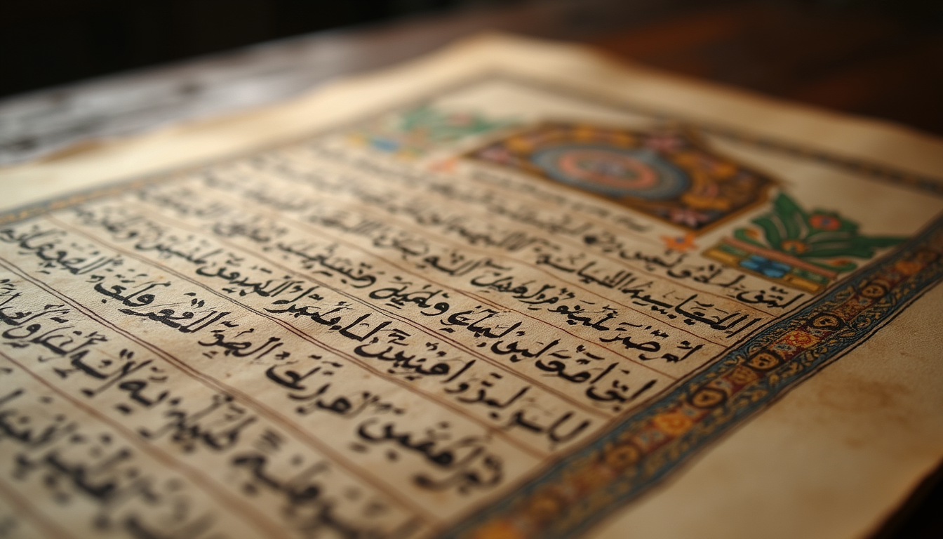 Eye-level view of an ancient Kurdish manuscript