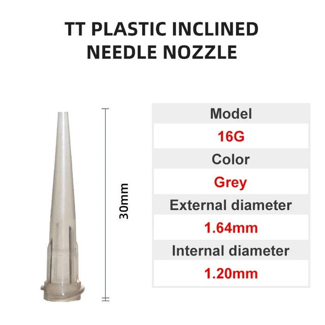 16G Plastic Tapered Applicator Nozzle dim