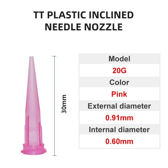 20G Plastic Tapered Applicator Nozzle dim