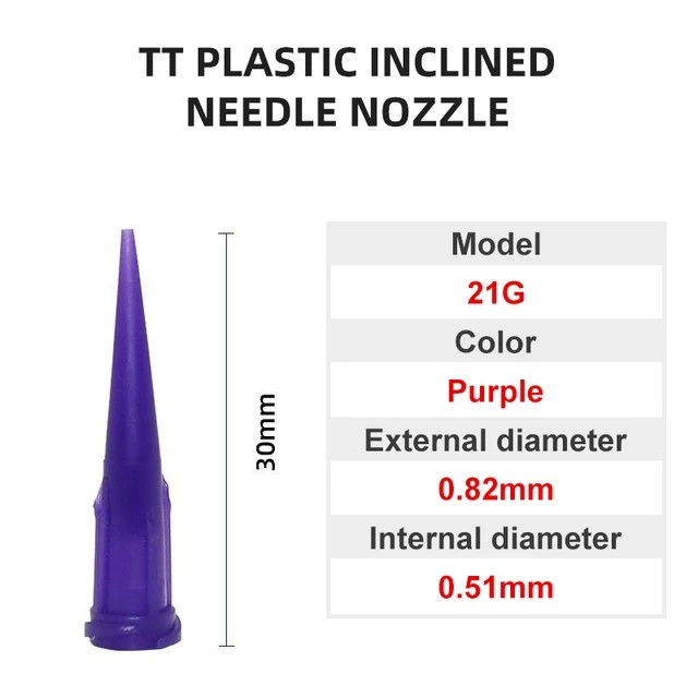 21G Plastic Tapered Applicator Nozzle dim
