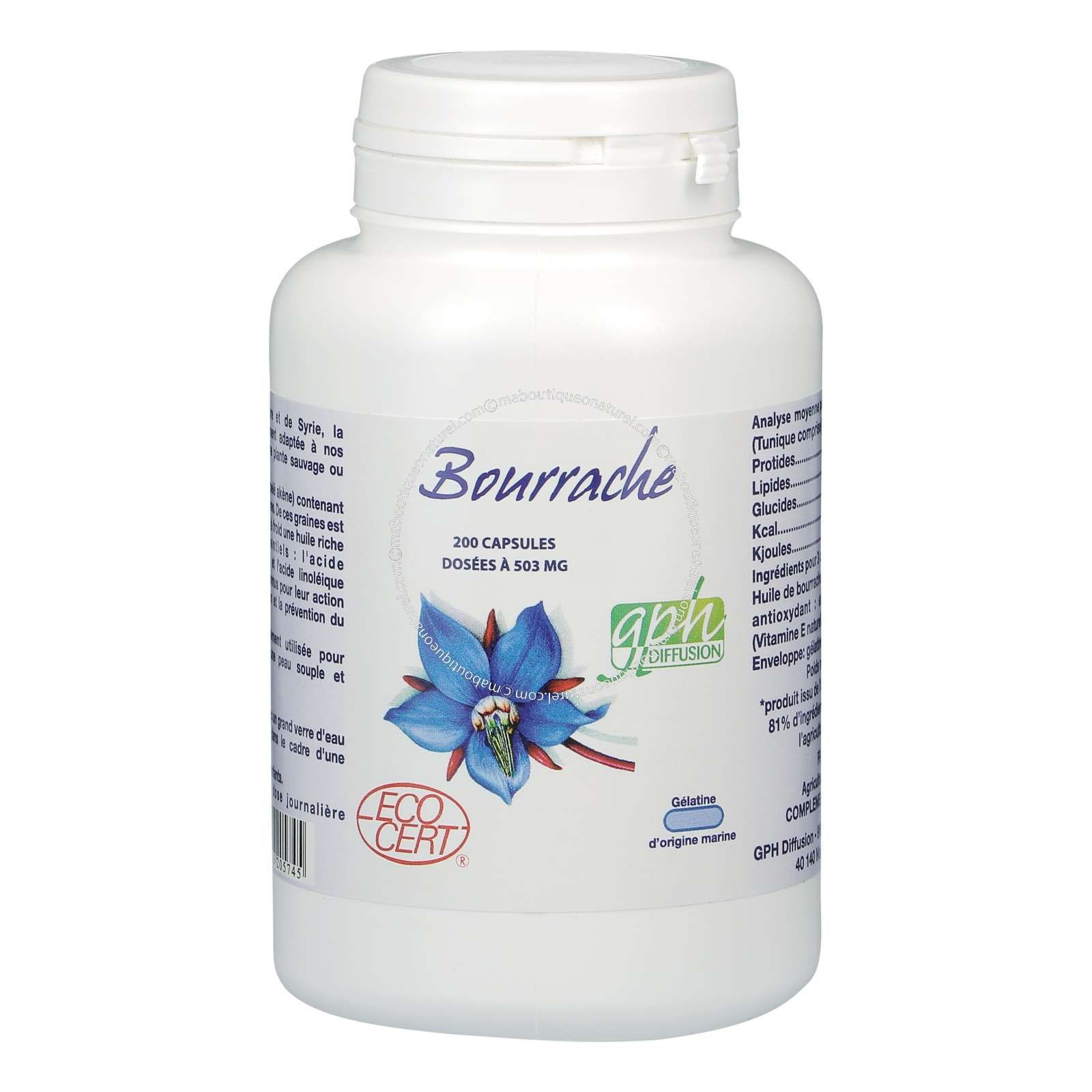GPH DIFFUSION BOURRACHE BIO - 200 GELULES
