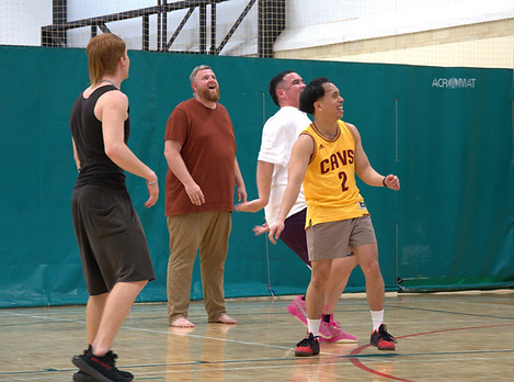 Having fun playing basketball