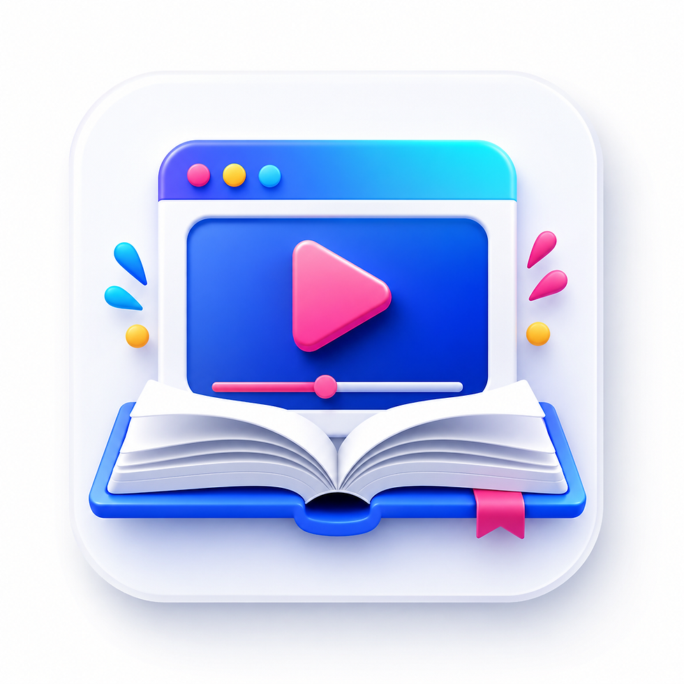 Açık bir kitap üzerinde video oynatıcı simgesi