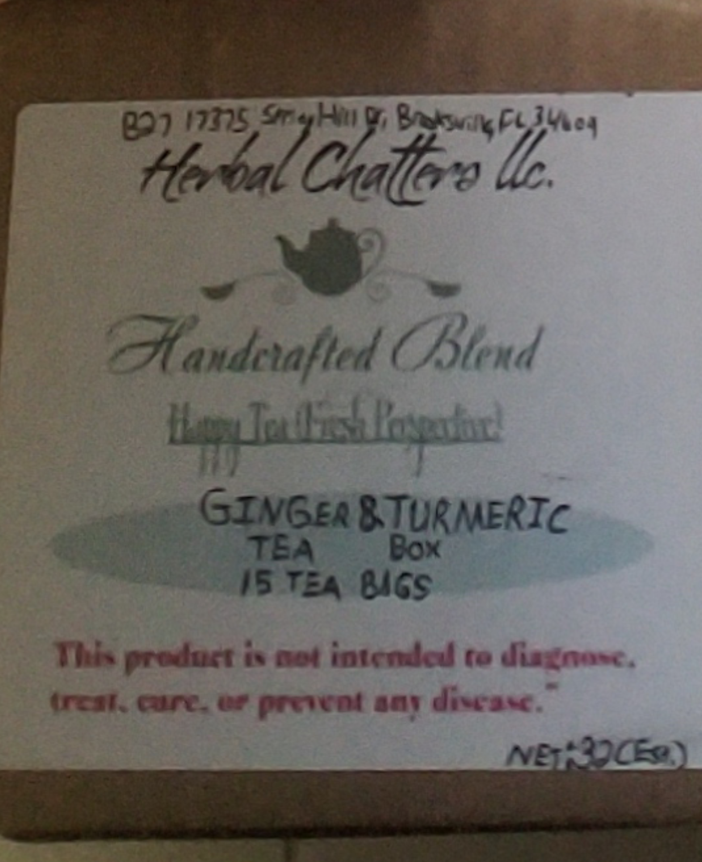 Herbal Chatters Ginger Tea Box & Turmeric