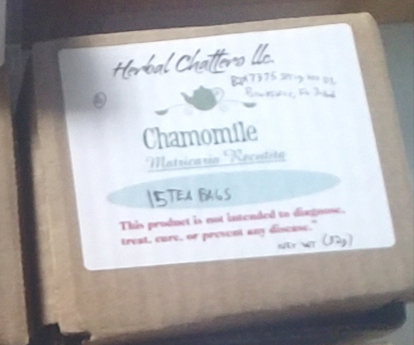Herbal Chatters Chamomile Tea Box