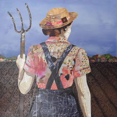 back of girl looking at crops