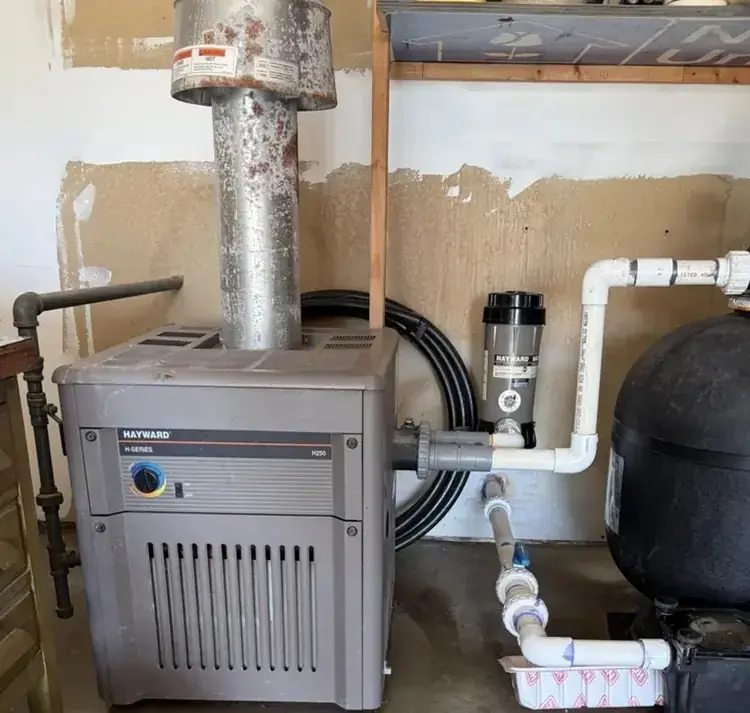AirPro replaced an older pool heater in Hamilton with a new Hayward gas heater