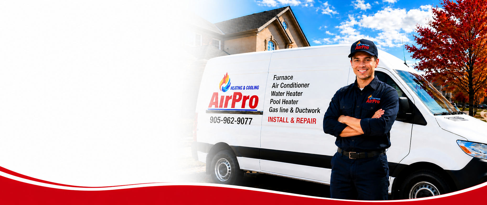 HVAC technician repairing furnace system in Hamilton home