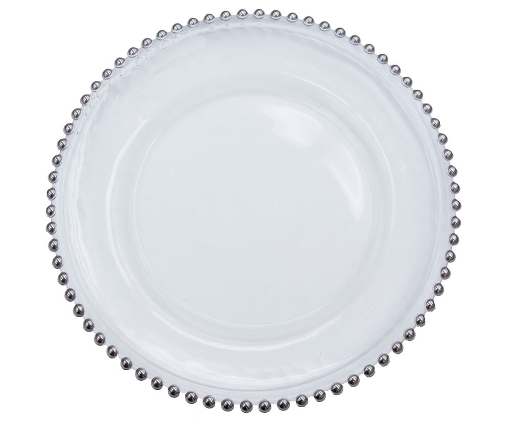 Beaded Round Glass Charger Plate