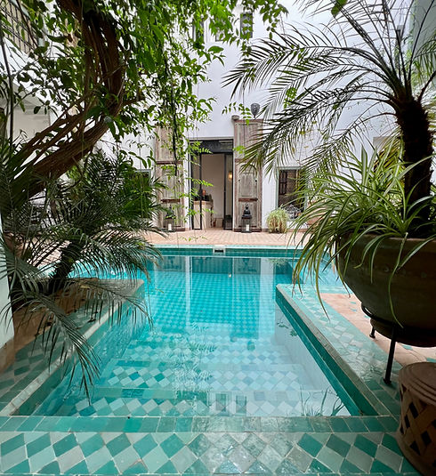 marches de la piscine du patio